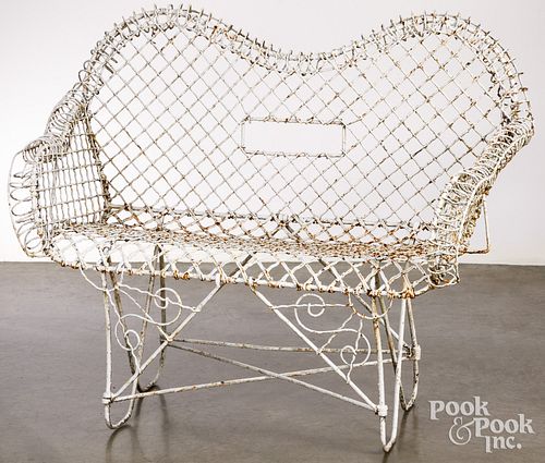 VICTORIAN WIRE LOVESEAT, LATE
