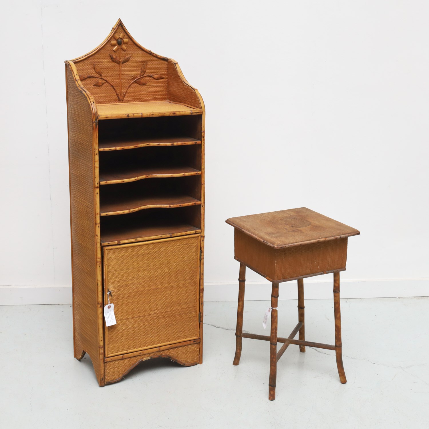VICTORIAN WOOD AND BAMBOO ETAGERE