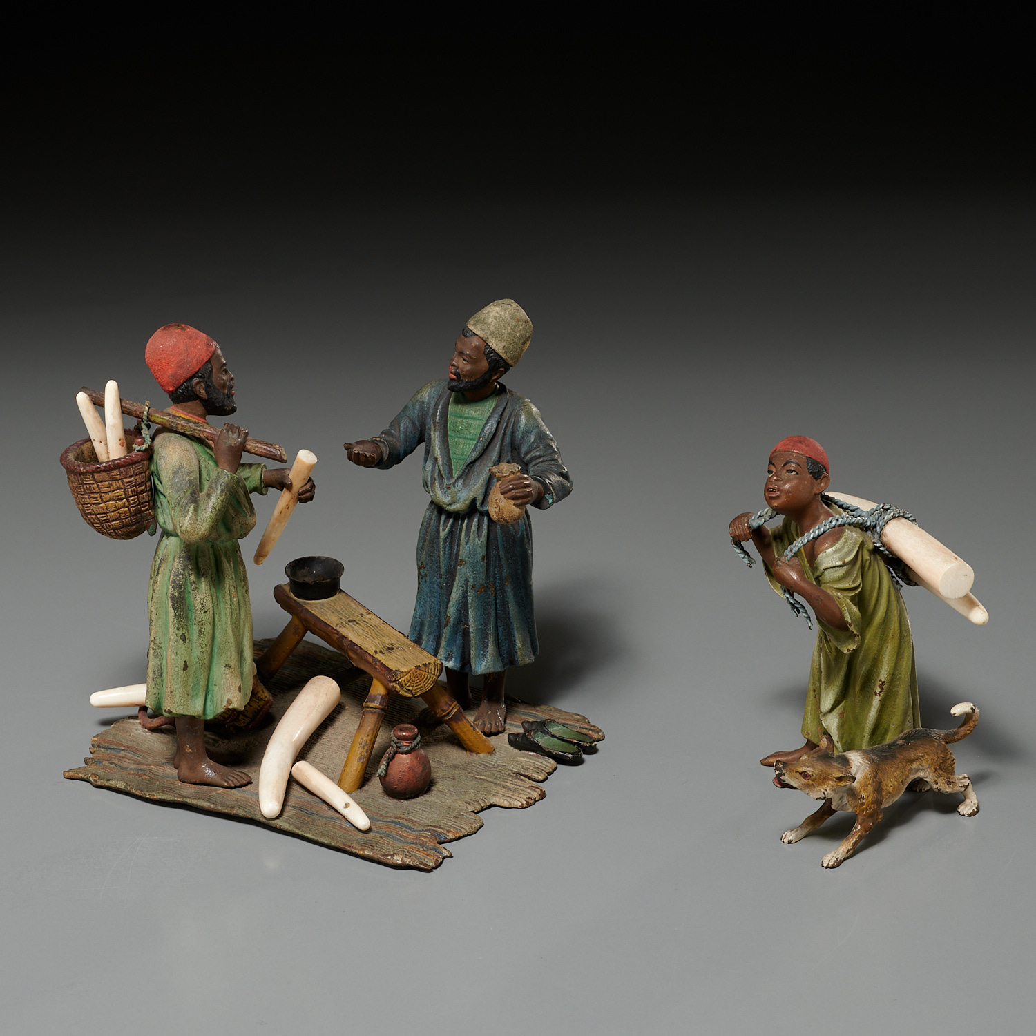 VIENNA PAINTED BRONZE, (2) MERCHANT
