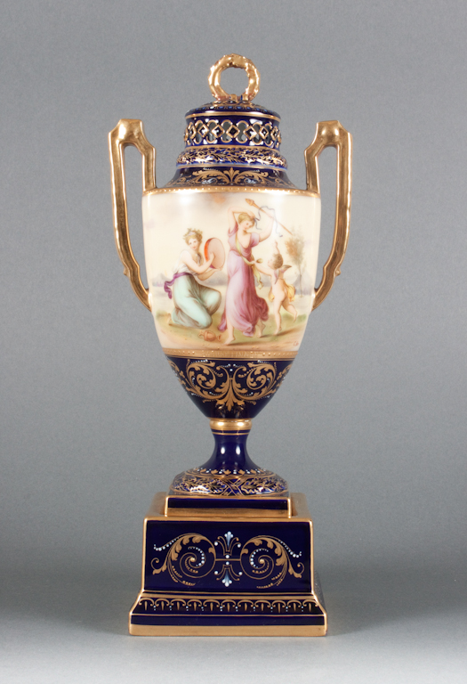 Vienna porcelain potpourri urn late