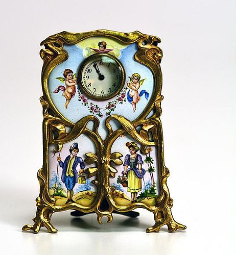 VIENNESE ENAMEL AND GILT BRONZE ART