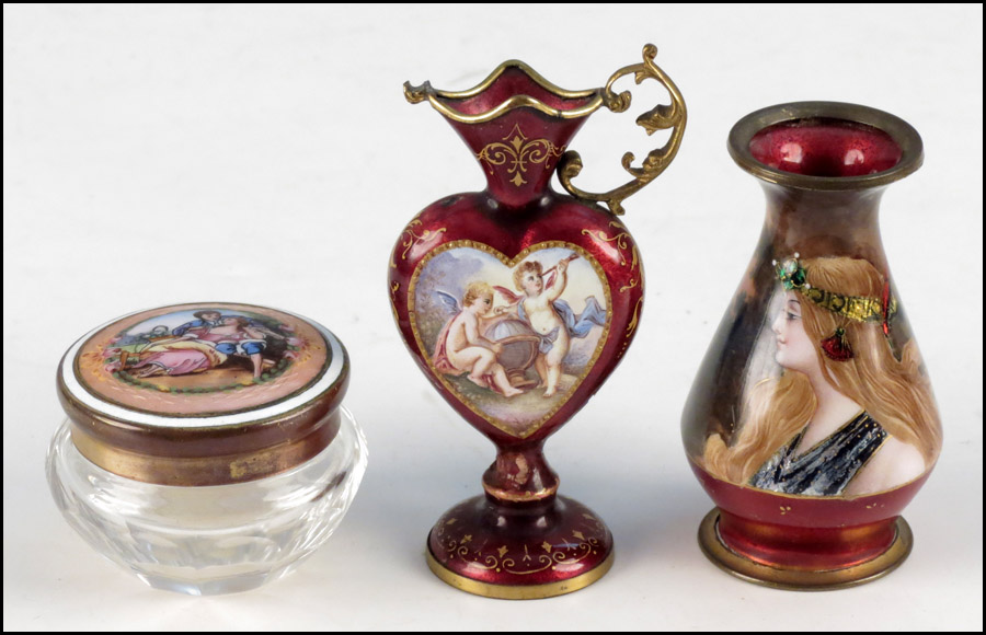 VIENNESE ENAMELED EWER. Together