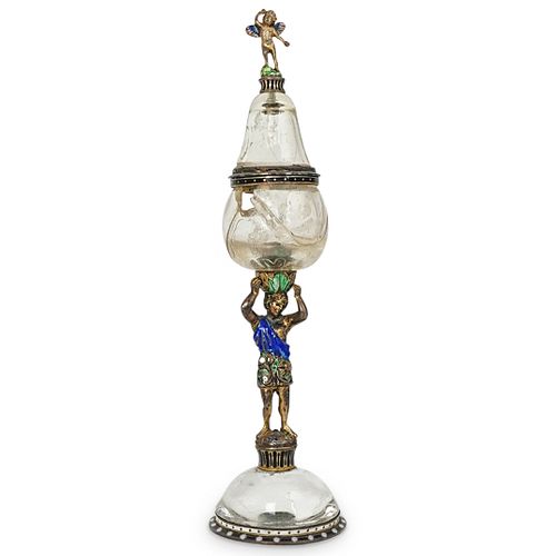 VIENNESE ENAMELED SILVER AND ROCK