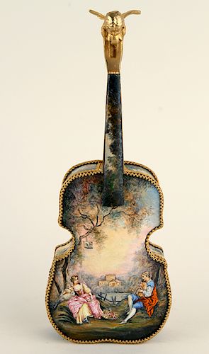 VIENNESE ENAMELED VIOLIN FORM MUSIC