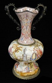 VIENNESE SILVER AND ENAMEL VAS