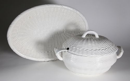 VIETRI WHITE PORCELAIN BASKET-WEAVE