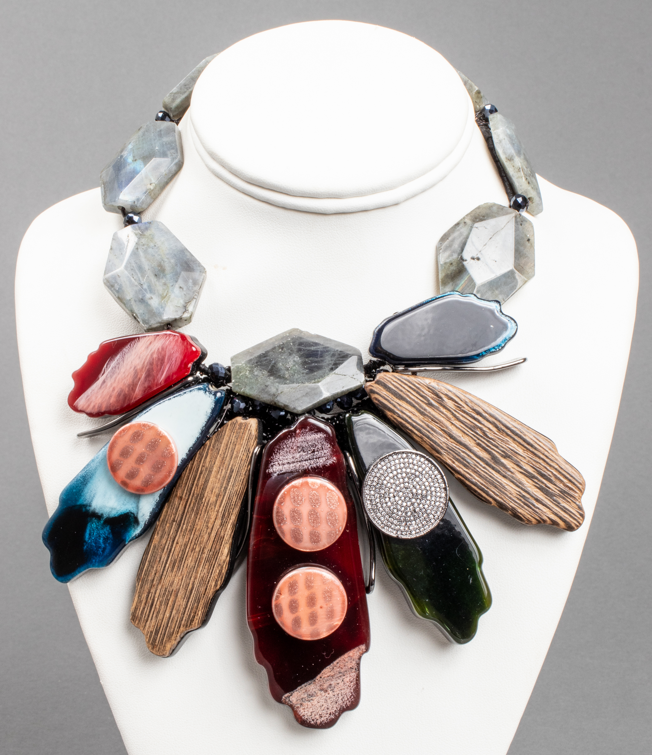 VILAIWAN LABRADORITE, GLASS, WOOD &