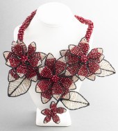 VILAIWAN RED AND PINK BEAD FLO