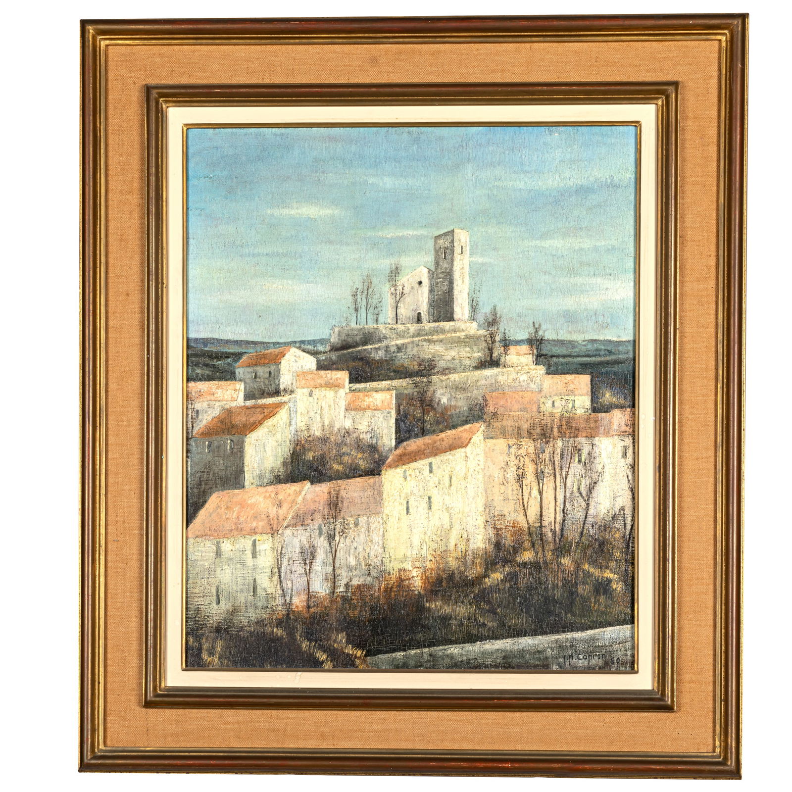 VILLAGE SCENE WITH STONE BUILDINGS,