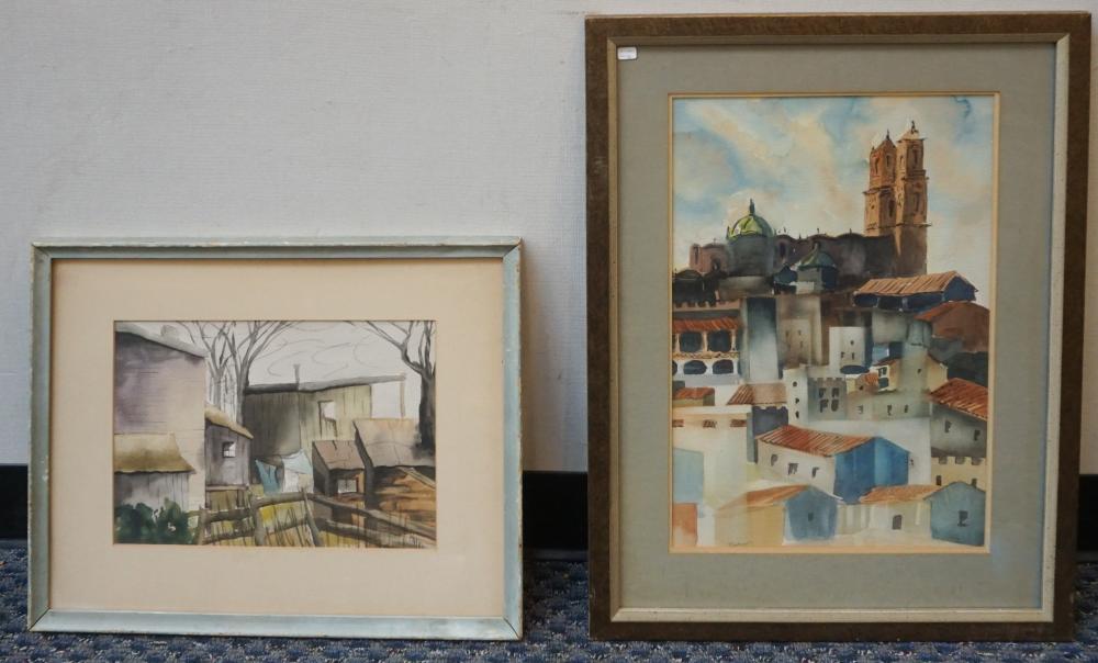 VILLAGES, TWO WATERCOLORS FRAMED: