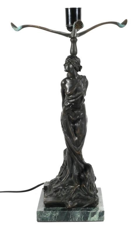 VILLANIS BRONZE FRENCH FIGURAL LAMP