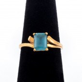 VINTAGE 10K YELLOW GOLD BLUE T