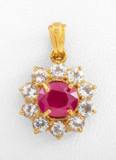 VINTAGE 10K YELLOW GOLD RUBY &