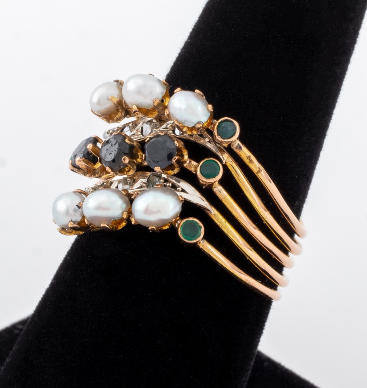VINTAGE 14K 925  MULTI GEMSTONE