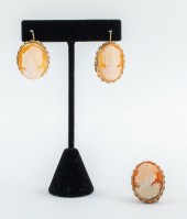 VINTAGE 14K CAMEO EARRINGS & P