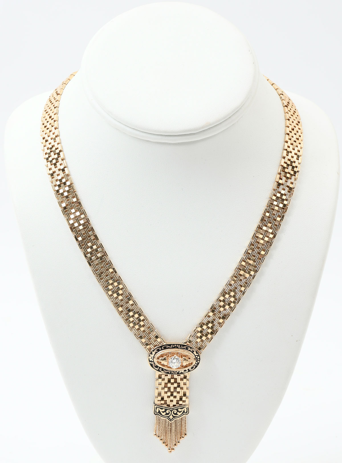 VINTAGE 14K DIAMOND TASSEL