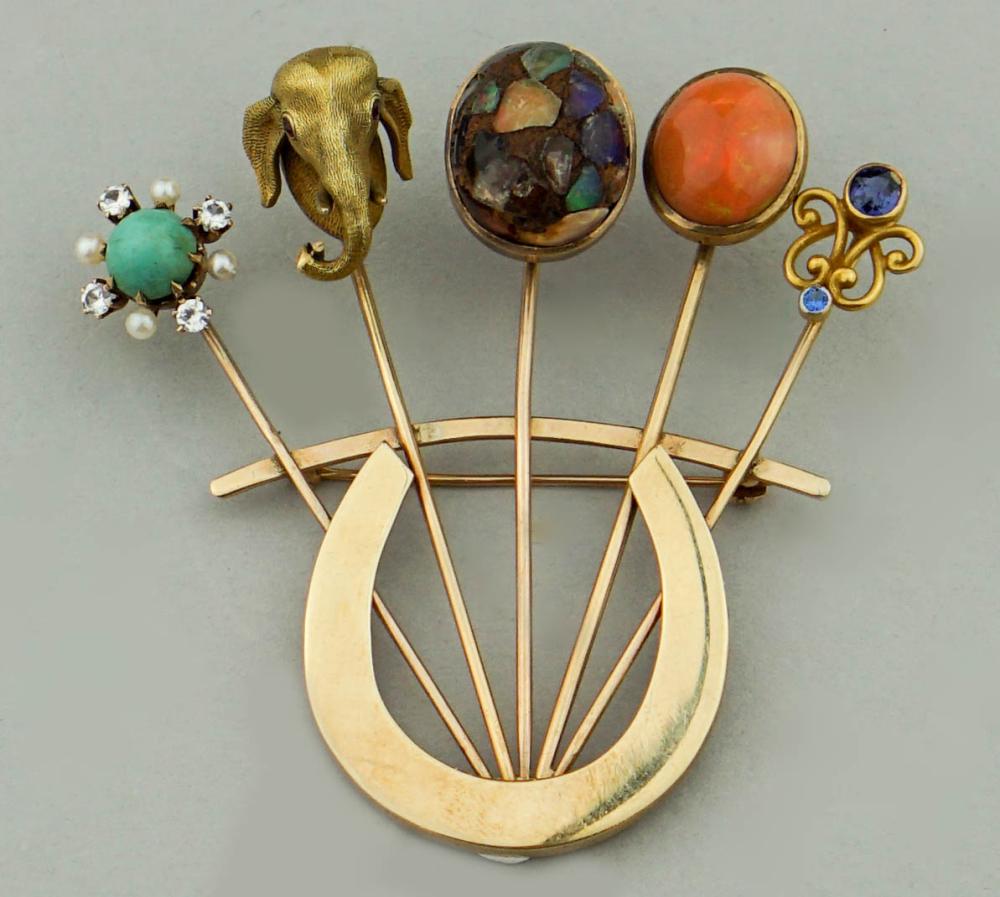 VINTAGE 14K FIVE STICKPIN