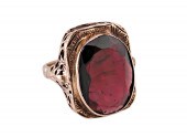 VINTAGE 14K GOLD GARNET RING: