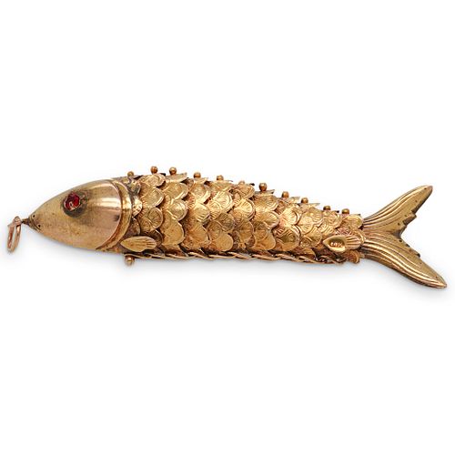 VINTAGE 14K MECHANICAL FISH PENDANT