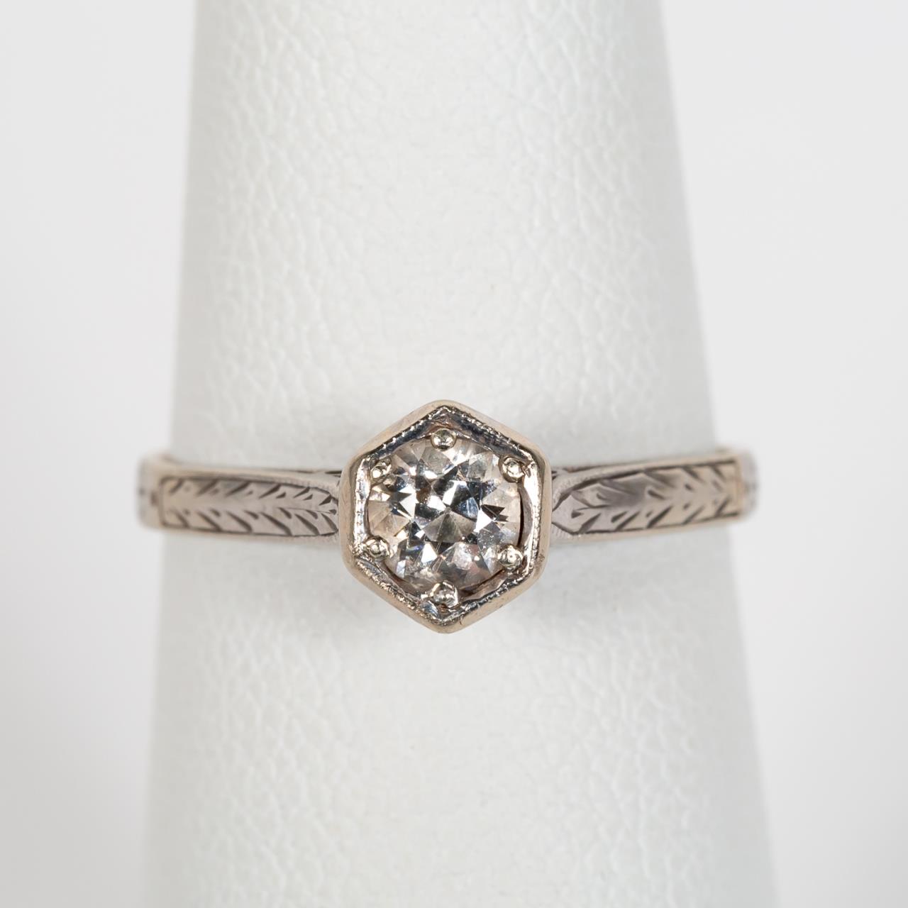 VINTAGE 14K WHITE GOLD & DIAMOND