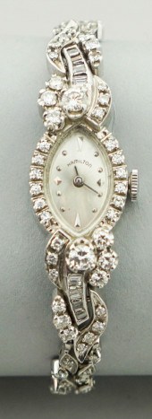 VINTAGE 14K WHITE GOLD AND DIA