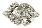 VINTAGE 14K WHITE GOLD AND DIA