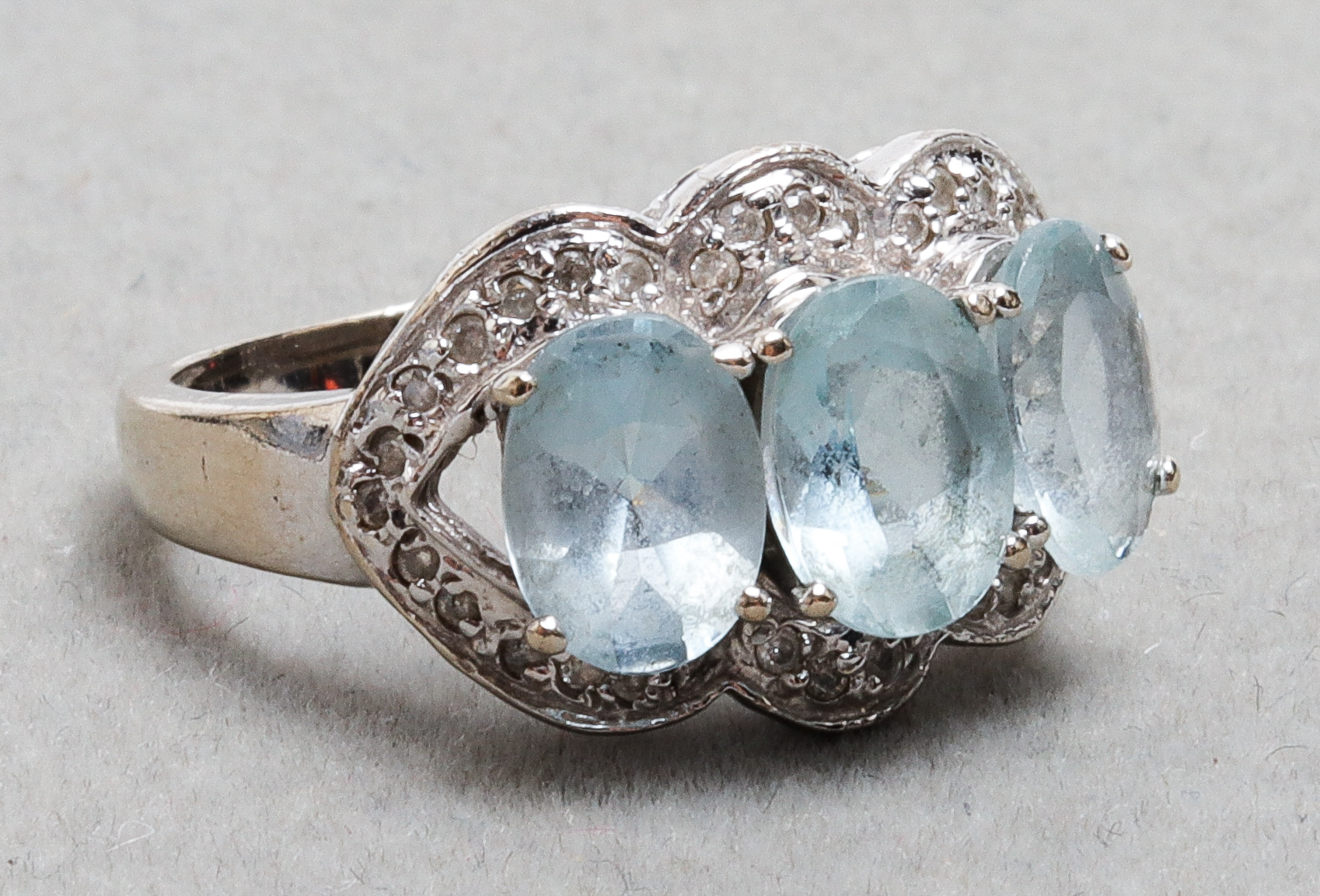 VINTAGE 14K WHITE GOLD AQUAMARINE &