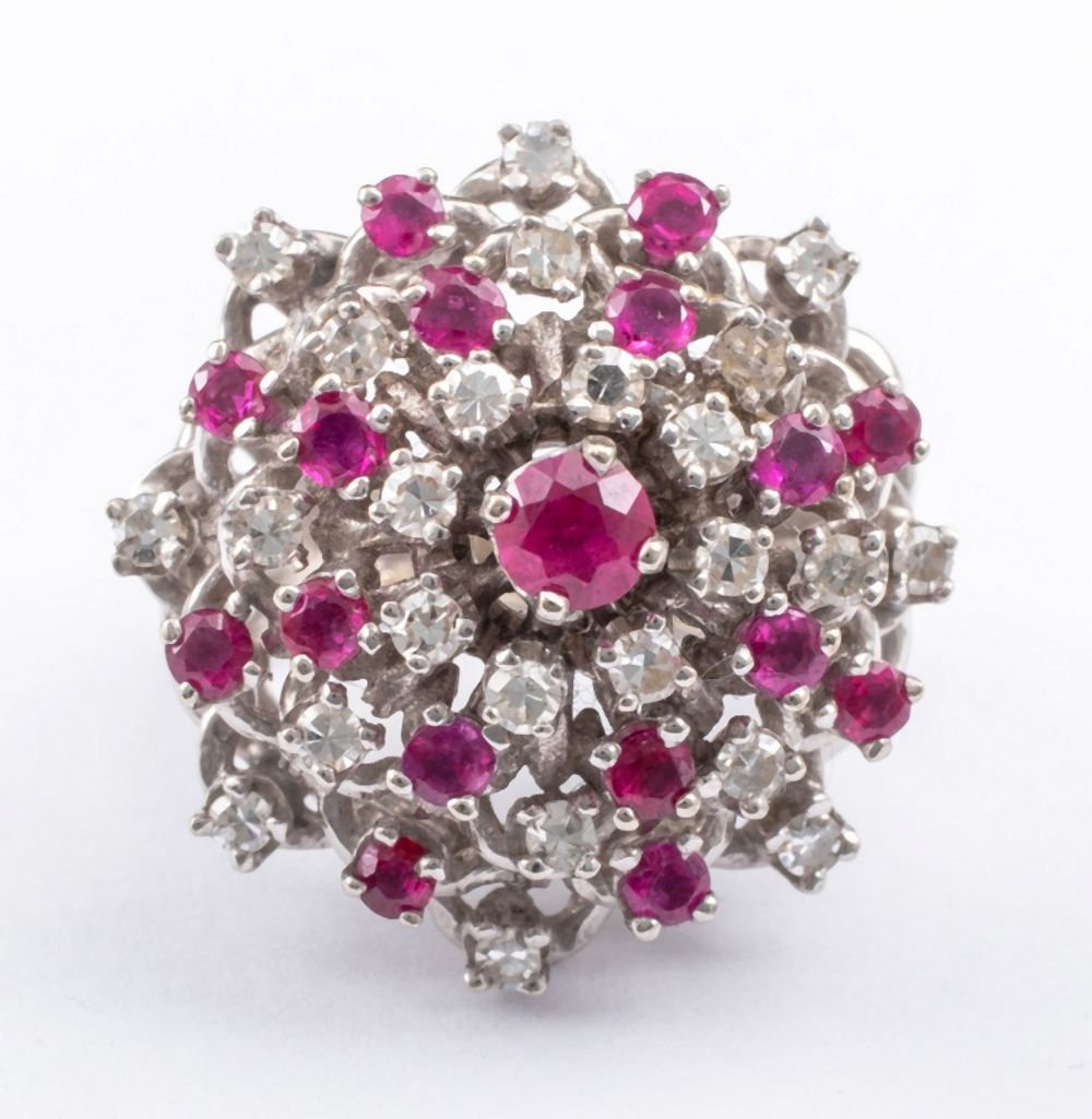VINTAGE 14K WHITE GOLD DIAMOND &
