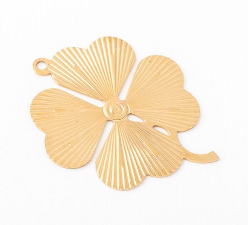 VINTAGE 14K YELLOW GOLD 4 LEAF