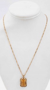 VINTAGE 14K YELLOW GOLD CITRIN