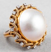 VINTAGE 14K YELLOW GOLD, DIAMO