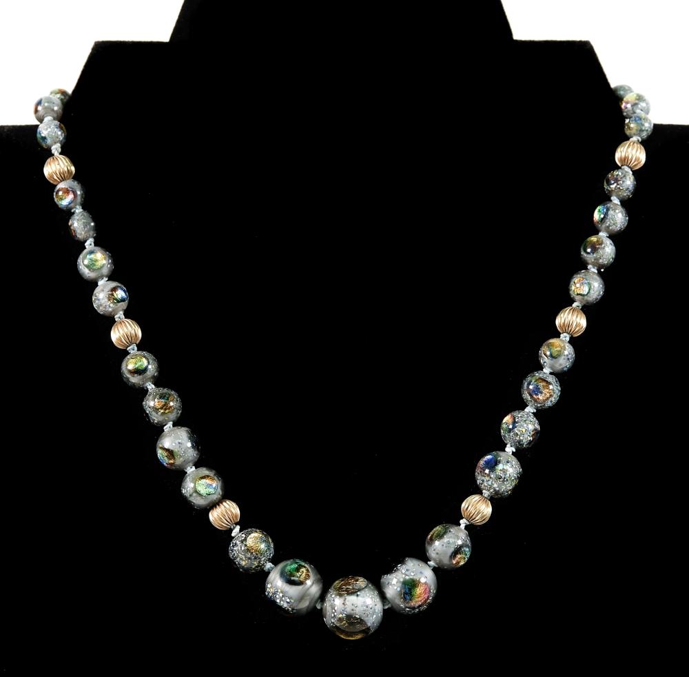 VINTAGE 14K YG AMMONITE BEADED