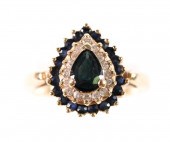 VINTAGE 14K YG SAPPHIRE & DIAM
