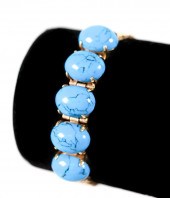 VINTAGE 14K YG TURQUOISE BRACE