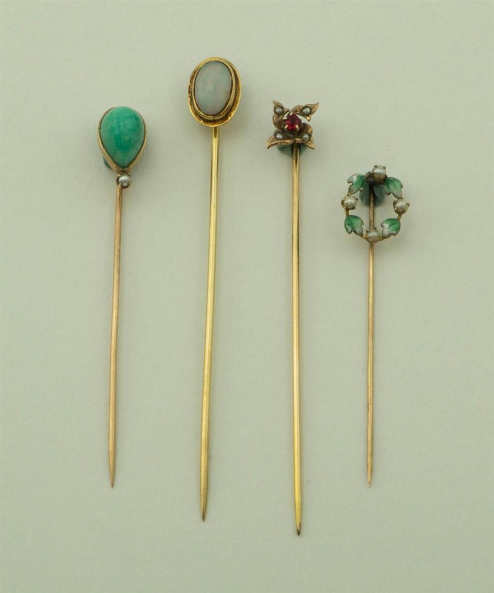 VINTAGE 14K/10K YELLOW GOLD OPAL