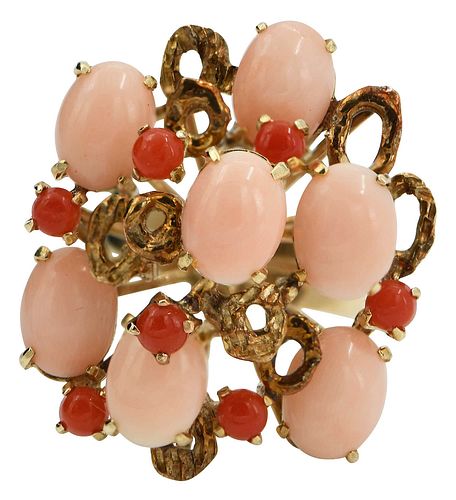 VINTAGE 14KT. CORAL AND CARNELIAN