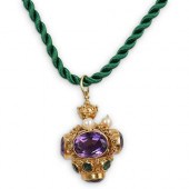 VINTAGE 18K AMETHYST ETRUSCAN