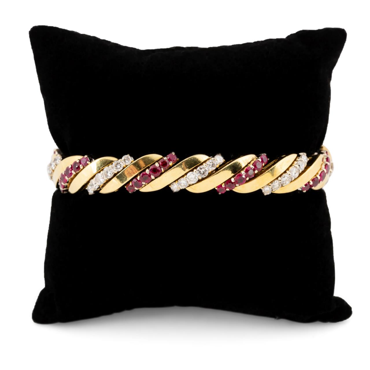 VINTAGE 18K DIAMOND & RUBY BRACELET