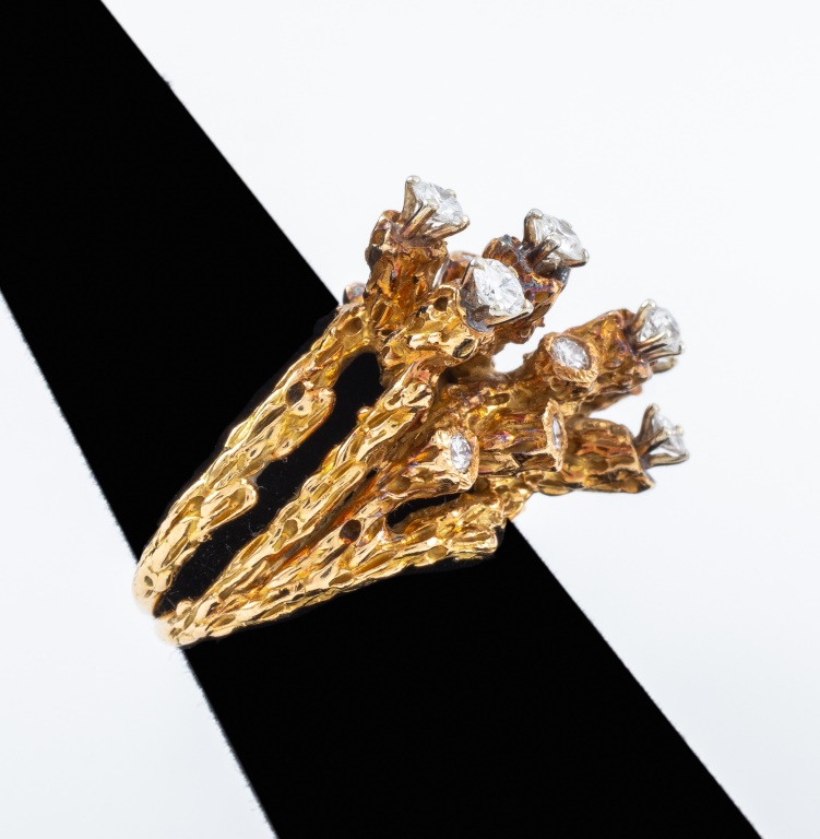VINTAGE 18K GOLD DIAMOND SCULPTURAL