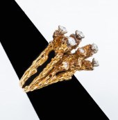 VINTAGE 18K GOLD DIAMOND SCULP