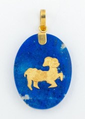 VINTAGE 18K GOLD LAPIS ARIES Z