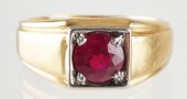 VINTAGE 18K GOLD MEN'S RUBY RI