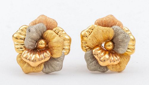 VINTAGE 18K TRI-GOLD ROSE MOTIF