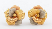 VINTAGE 18K TRI-GOLD ROSE MOTI