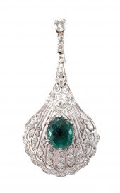 VINTAGE 18K WG CHRYSOPRASE & D