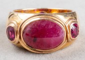 VINTAGE 18K YELLOW GOLD & RUBY