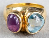 VINTAGE 18K YELLOW GOLD BLUE T