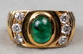 VINTAGE 18K YELLOW GOLD EMERAL