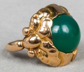 VINTAGE 18K YELLOW GOLD GREEN