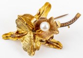 VINTAGE 18K YELLOW GOLD PEARL